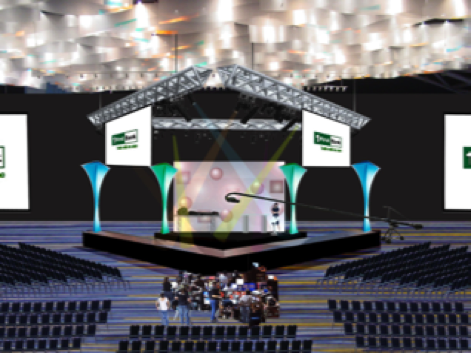 3D rendering of Ernesto Morales-Ramos' original staging concept for FirstBank employee event